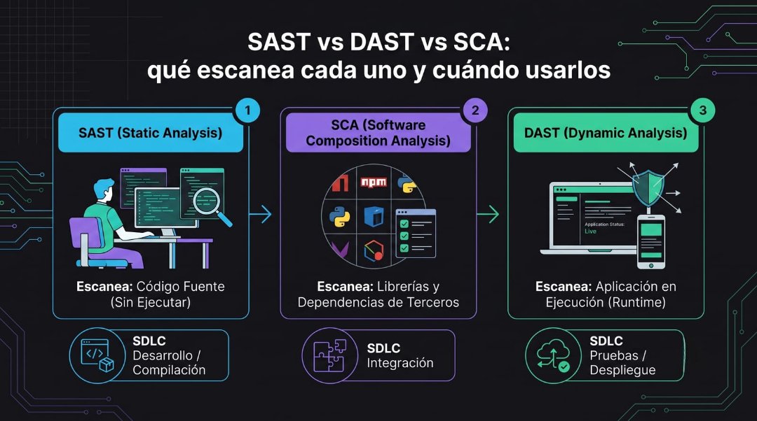 SAST vs DAST vs SCA: qué escanea cada uno y cuándo usarlos